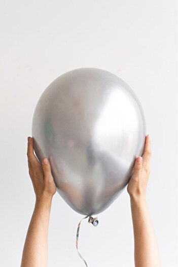 BeySüS Silver Chrome Balloon 7 Pieces 12Inch