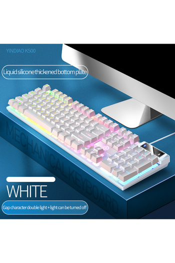 YINDIAO White mixed light Keyboard Gaming Wired Laptop Desktops PC Computer Office Accessories Low P