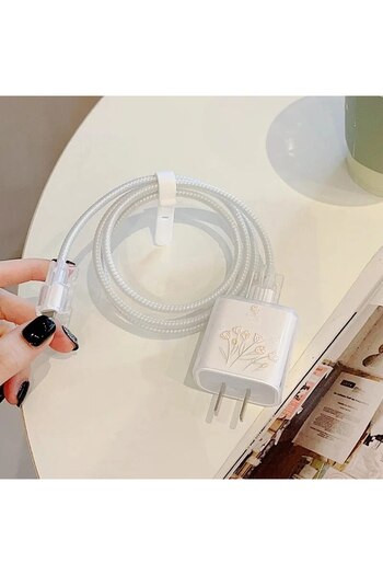 Choice 01 Cartoon Flower Soft Silicone Charger Case for iPhone 15 14 13 Apple 18/20W Charger Head Protectiv