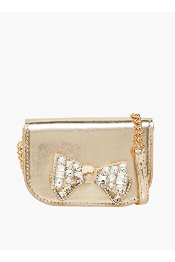 Celeste Celeste Bow Embellished Crossbody Bag with Chain Strap and Button Closure