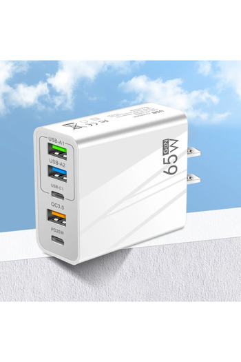 Choice White US 65w Fast Charger Mobile Charging Head Pd Plus 3usb Travel Multi Interface Charger 3.1A For