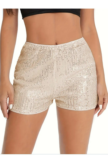 AYSİ COLLECTİON Elastic Waist Lined Sequin Shorts