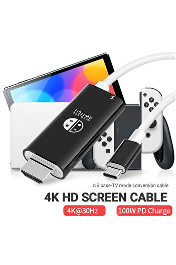 Choice black and white Type C to HDMI Cable for Game HDTV with 4K 1080P 100W PD Charging Compatible with La