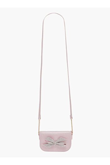 Celeste Celeste Bow Embellished Crossbody Bag with Chain Detail Strap and Flap Closure