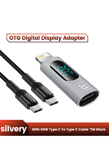 Toocki S with type c cable Toocki USB 2.0 Display OTG Adapter PD 20W Fast Charging Lightning Male To Type C