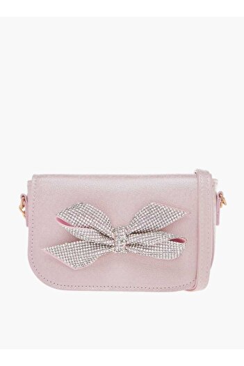 Celeste Celeste Bow Embellished Crossbody Bag with Chain Detail Strap and Flap Closure
