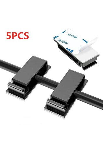 Choice 5PCS-Black Adhesive Wire Organizer Cable Holder Cord Management Harness Clamp Clip For Home PC Power