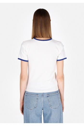 Colin's Slim Fit Round Neck Printed Women's White Short Sleeve T-Shirt