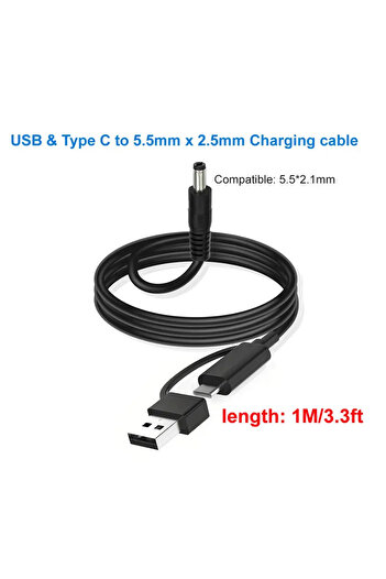 Choice DC Cable(100cm) USB / Type C to DC Power Cable 10 DC Plug Adapter Power Charge Cord for Bluetooth Sp