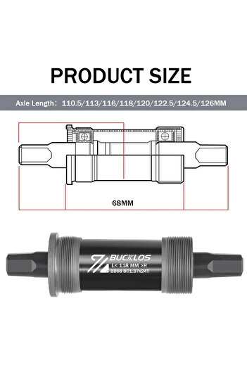 BUCKLOS 68x118mm Bicycle Bottom Bracket Road Mountain Bike Square Crank BB BB68 BB80 BB90 BB100 BB11