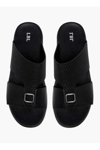 LBL by Shoexpress Textured Slip-On Sandals with Metallic Detail