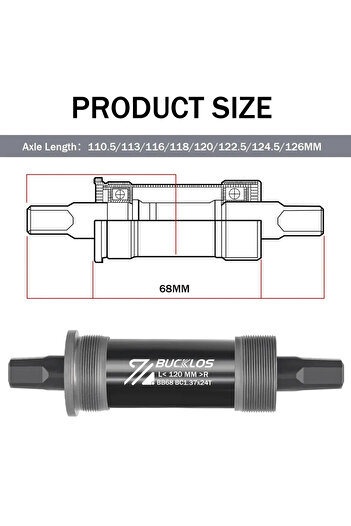 BUCKLOS 68x120mm Bicycle Bottom Bracket Road Mountain Bike Square Crank BB BB68 BB80 BB90 BB100 BB11