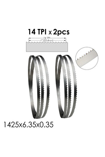 Choice TPI 14 TASP 2pcs Bandsaw Blade 1425 x 6.35 x 0.35mm for 8" Draper BS250 Nutool FOX Silverline Delta