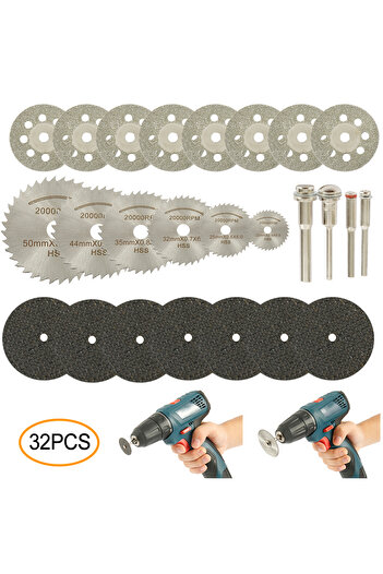 Choice 32PCS 6-32Pcs Mini Circular Saw Blade Set Sanding Grinding Wheel Cutting Disc for Dremel Accessories