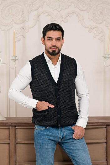 Woolen World Регулярний крій, без рукавів, з передніми кишенями, з візерунком на спинці, трикотажний жилет
