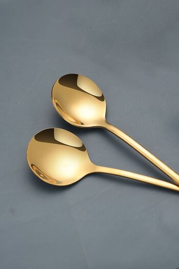 Chavin 1010 Steel Gold 6 Pieces 18 cm Long Dessert Latte and Ice Cream Spoon Cin510Sr-6