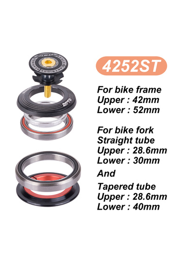 ZTTO 4252st Mtb Road Bicycle Headset Cnc 1 1/8"-1 1/2" 1.5 Tapered 28.6 Straight Tube Bike Fork Inte