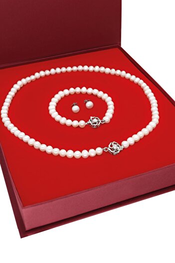 Chavin Natural Pearl Necklace Earring Bracelet Special Boxed Set Ep92By