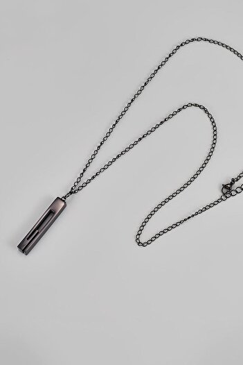 Chavin Black Grek Pattern Bar Steel Women Men Necklace Eu41Sy