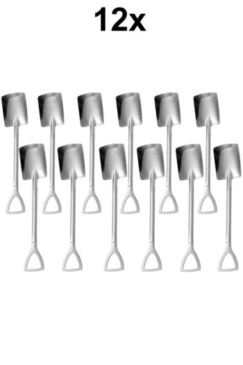 Chavin Steel 12 Pieces Silver Shovel Model Dessert Fruit and Ice Cream Spoon Cin755By-12