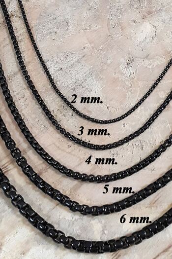 Chavin 60 cm. Uzun Siyah 3 mm. Erkek Çelik Zincir dt37