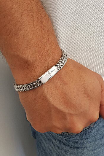 Chavin 8 Mm. 21 Cm. Non-Tarnish Gray Steel Men's Bracelet Ep06By