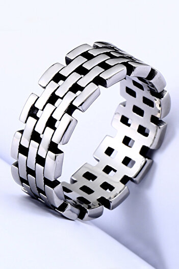 Chavin Gray Women's Men's Straw Design Steel Ring Du14