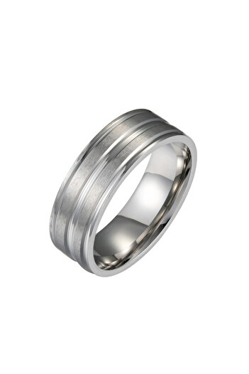 Chavin Men's Gray Steel Ring Wedding Ring - Ec43By