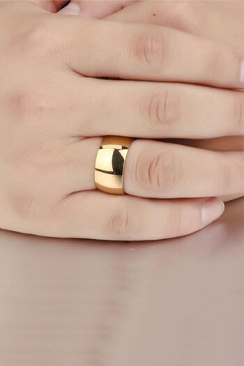 Chavin Promise Engagement Women Men Yellow Glossy Wide Steel Ring Dd64