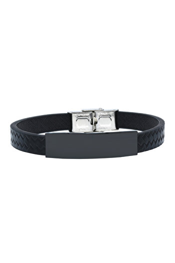 Chavin Black IPC CapLeather Steel Men's Bracelet Ef87