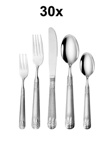 Chavin 30 Pieces 6-Person Grey Steel Dinner Spoon Fork Knife Set Cin740By