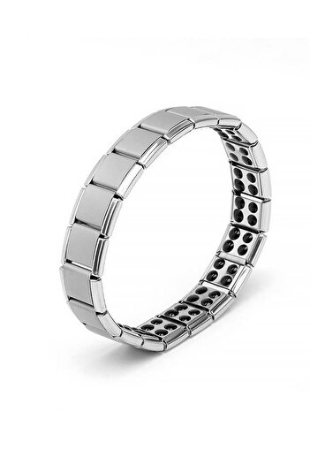 Chavin 13 mm Germanyum Anti Stress Elastic Matte Gray Steel Unisex Bracelet eu69