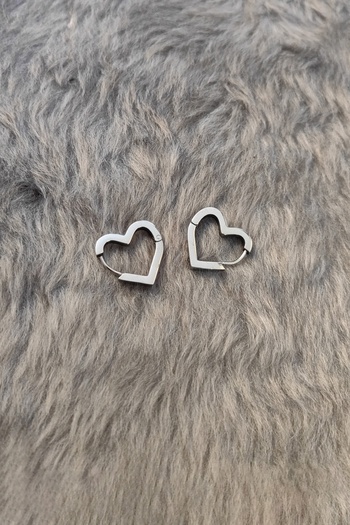 Chavin Steel Heart Design Gray Women's Earrings Et08By