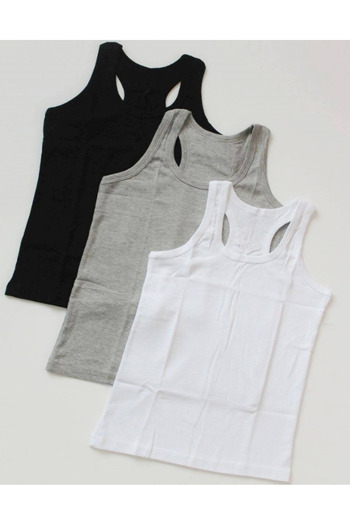 MODA YILDIZ Boy's Sports Undershirt Elite 3 Pieces Gray - Black - White - My0001