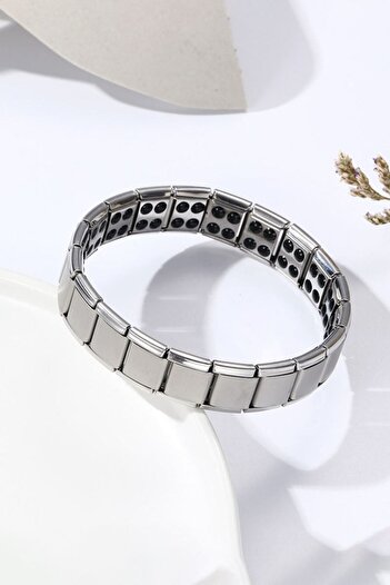 Chavin 13 mm Germanyum Anti Stress Elastic Matte Gray Steel Unisex Bracelet eu69