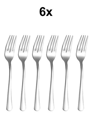 Chavin 19 cm Silver Colored 6 Pieces Steel Tableware Fish Fork - cin743by-6