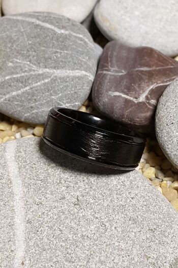 Chavin Erkek Mat Siyah Fırçalanmış Tungsten Yüzük dm81