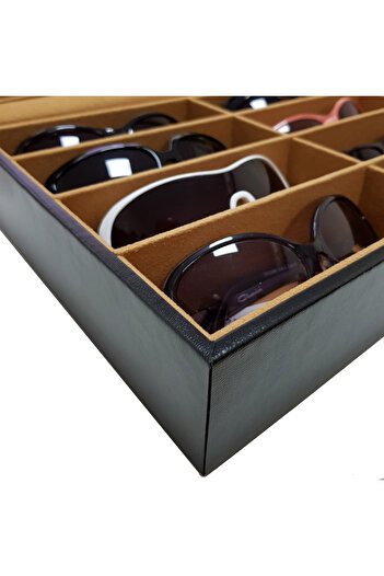 Chavin 8-Piece Brown Leather Wooden Glasses Box St8-4