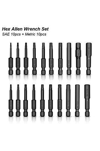 Choice Hex Allen Wrench Set Hex Head Allen Wrench Power Drill Bit Set 1/4in Screwdriver S2 Steel Screw Driv