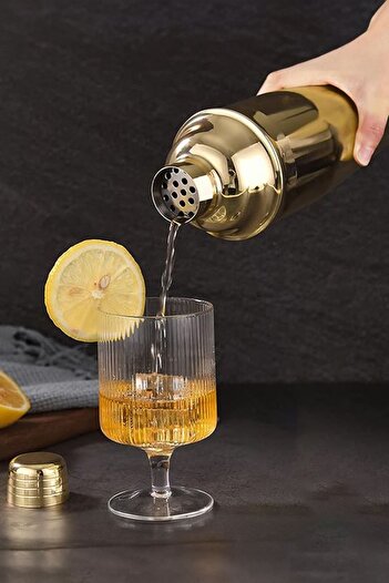 Weather Forecast 700 ml Steel Gold Shaker - Cocktail Preparation Container and Glass cin343sr
