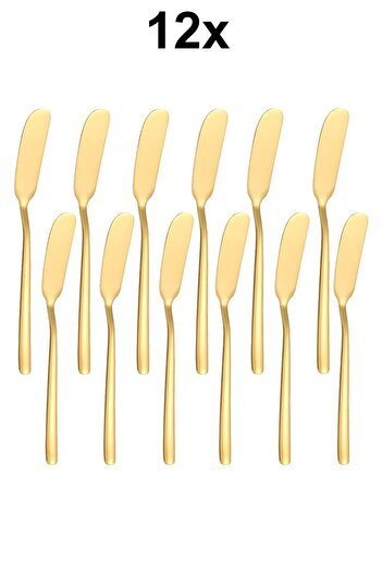 Chavin 304 L Çelik Gold 12 adet Tereyağ Reçel Kahvaltı Bıçağı cin750sr-12