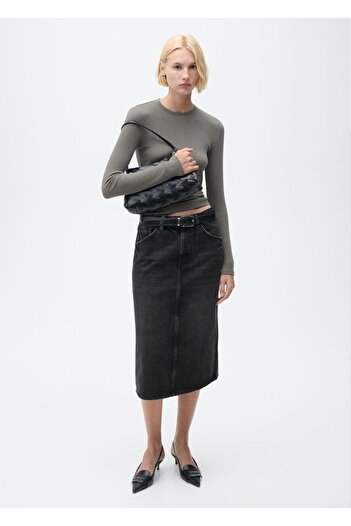 MANGO Woman Fusta midi din denim
