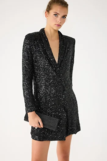 No Matter What Padded Sequined Mini Jacket Dress