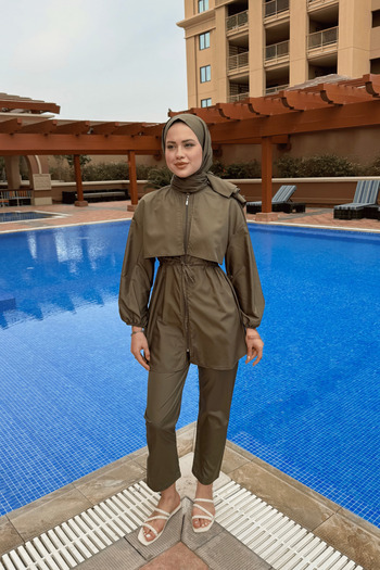 lurex moda Robe Detailed Hijab Swimsuit
