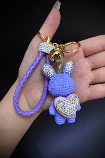 Jaida Moda Light Blue Cute Zircon Stone Rabbit Keychain and Bag Charm Vip Series