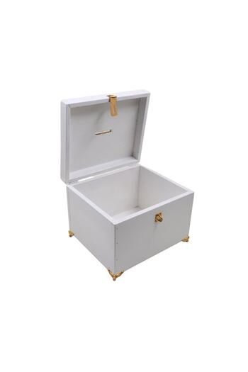 t tun's woods White Typebox with Gold Foot (23X20X16Cm) with Padlock Gift