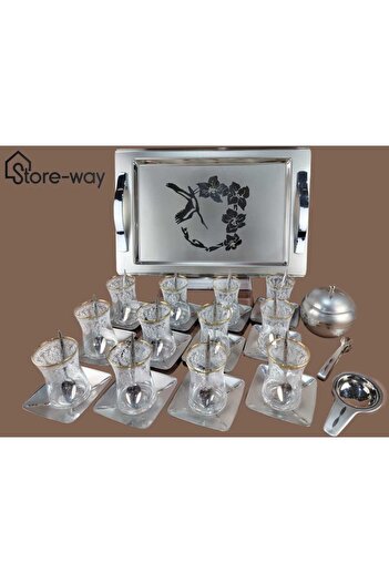 Storeway Stainless Steel Glass Tea Set