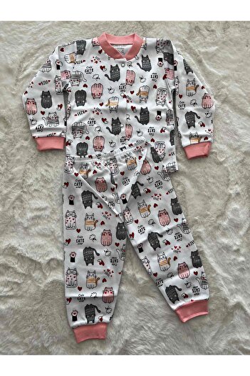 Seçkin Baby Cat Patterned Snap Pajamas Set
