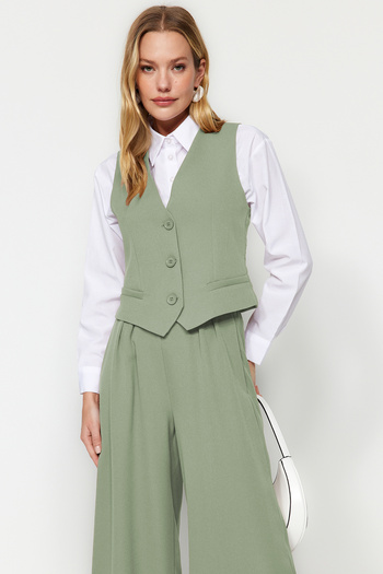 Trendyol Modest Khaki Woven Vest and Trousers Set - Tctaw24Us00066