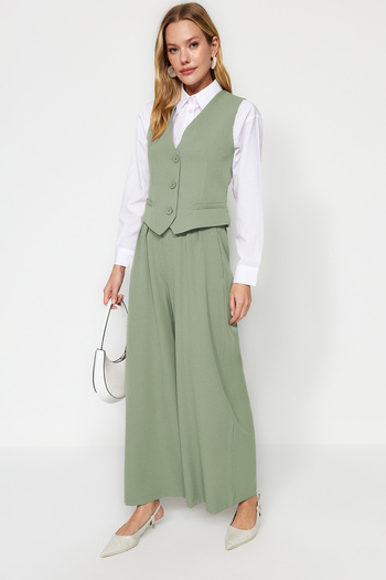 Trendyol Modest Khaki Woven Vest and Trousers Set - Tctaw24Us00066